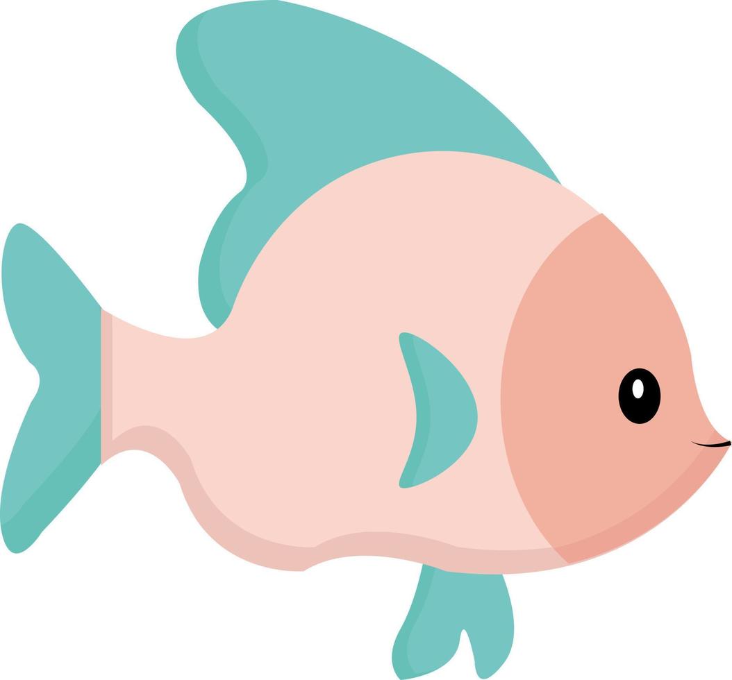 Pink fish, illustration, vector on white background.