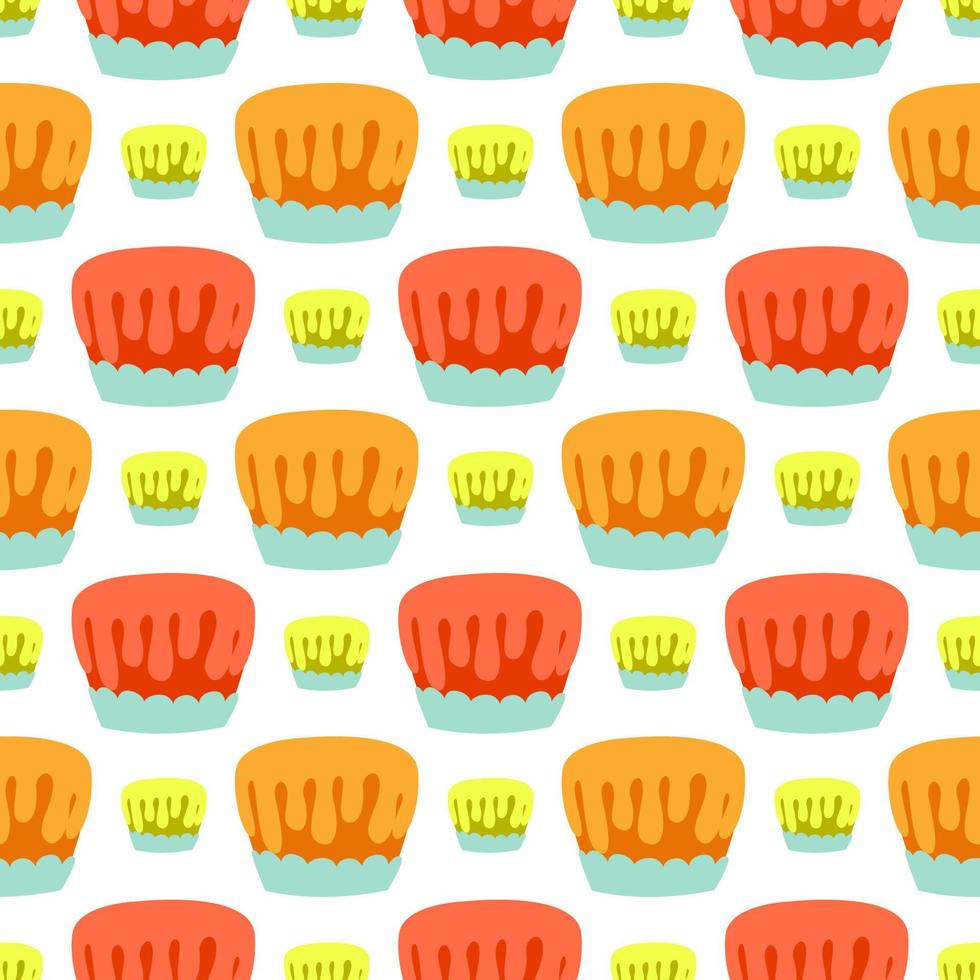 Muffins pattern, illustration, vector on white background.