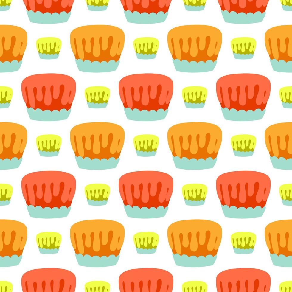 Muffins pattern, illustration, vector on white background.