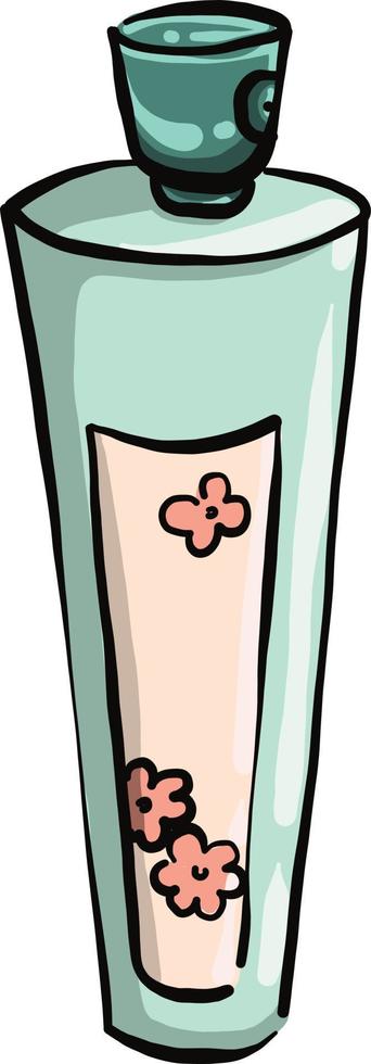 Perfume with flowers, illustration, vector on a white background.