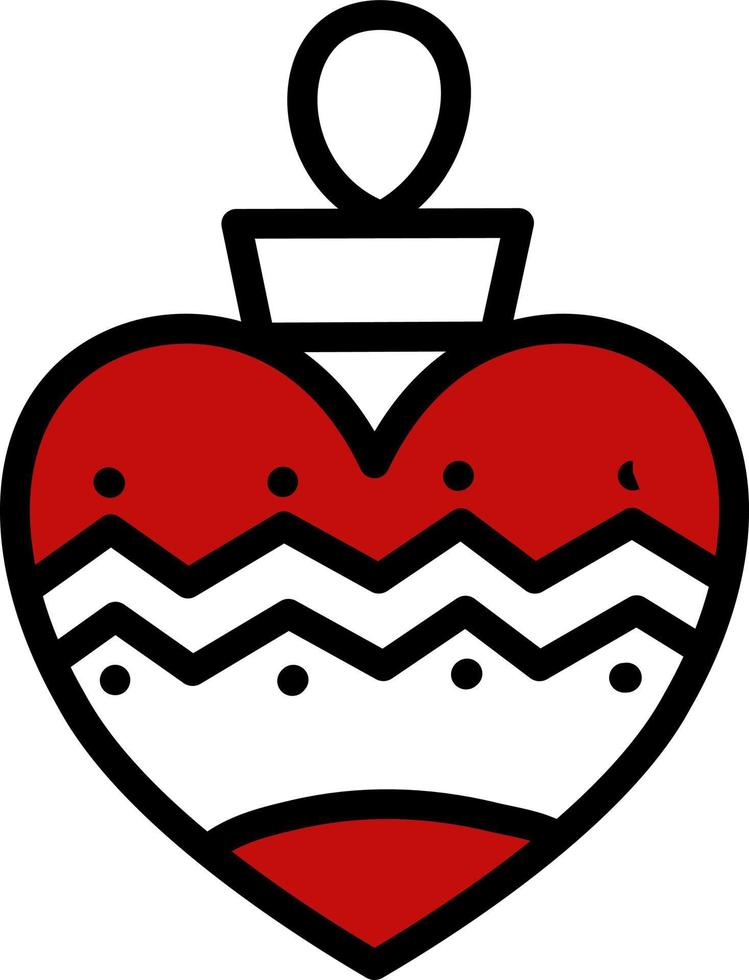 Red heart christmas decoration, illustration, vector on a white background.