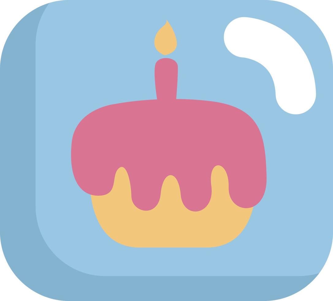 Birthday cake with candle, illustration, vector on a white background.