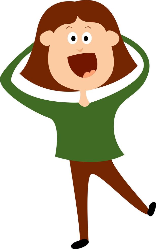 Girl panicking, illustration, vector on white background.