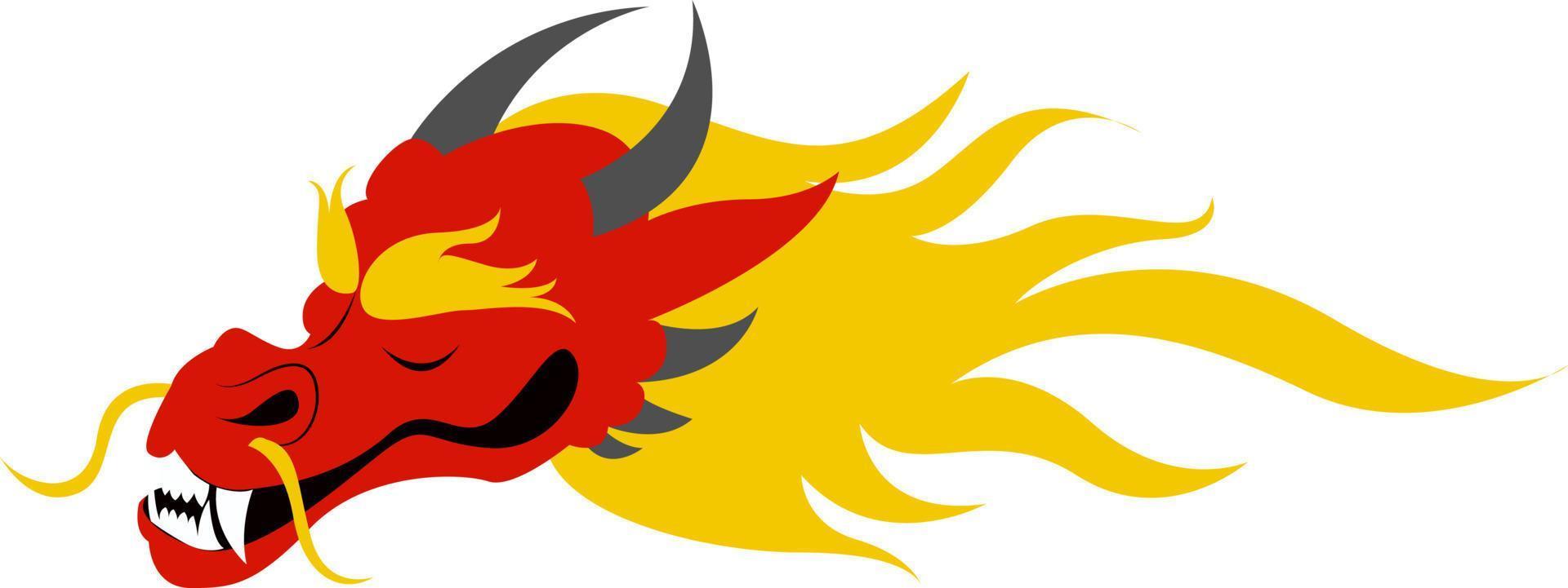 Red dragon, illustration, vector on white background.
