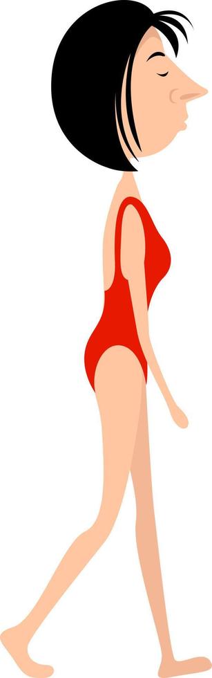 Red swimsuit, illustration, vector on a white background.