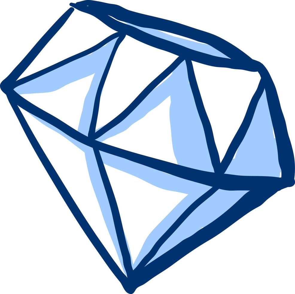 Blue diamond, illustration, vector on white background.