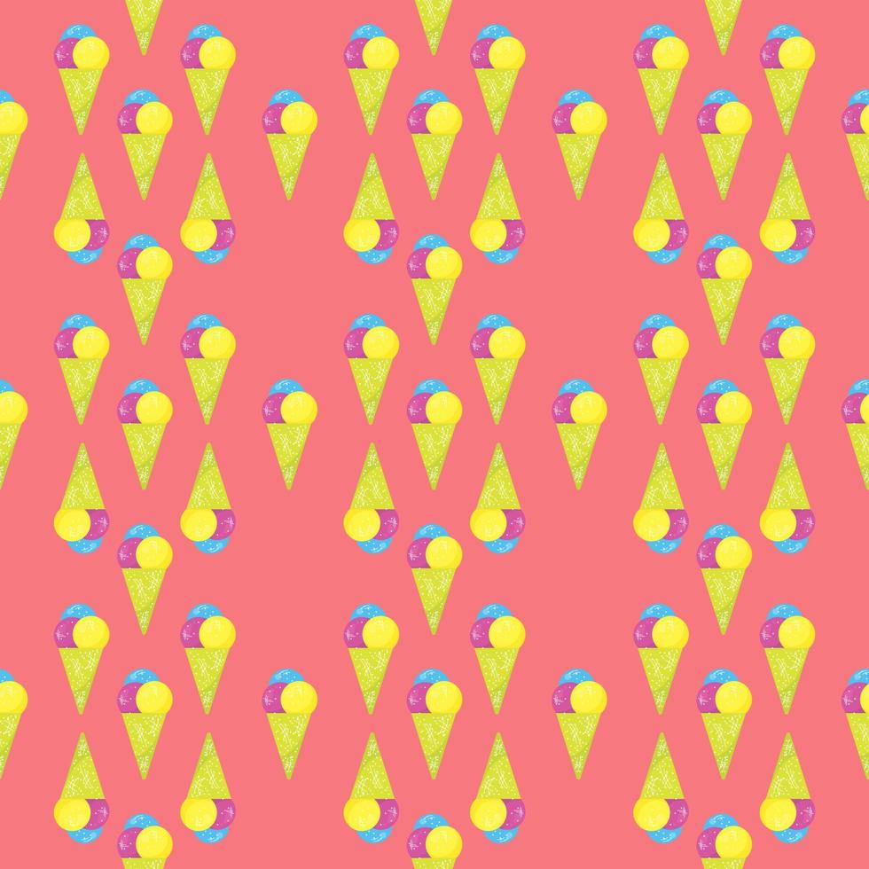 Ice cream pattern, illustration, vector on white background