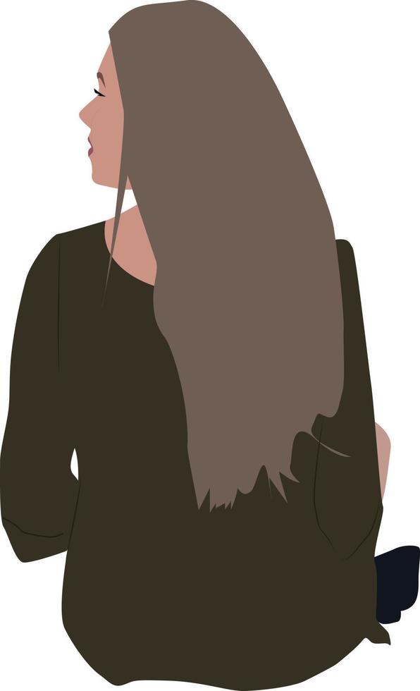 Chica mirando a algún lado, ilustración, vector sobre fondo blanco.