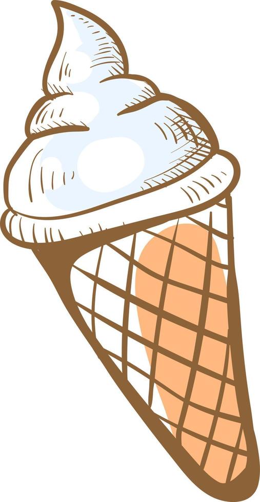 Ice cream drawing, illustration, vector on white background.