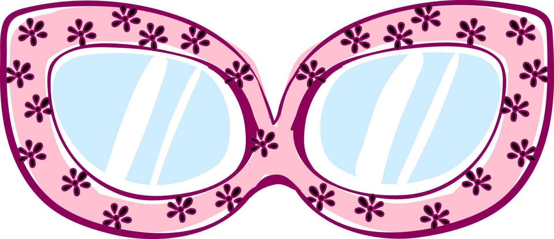 Floral sunglasses, illustration, vector on white background.