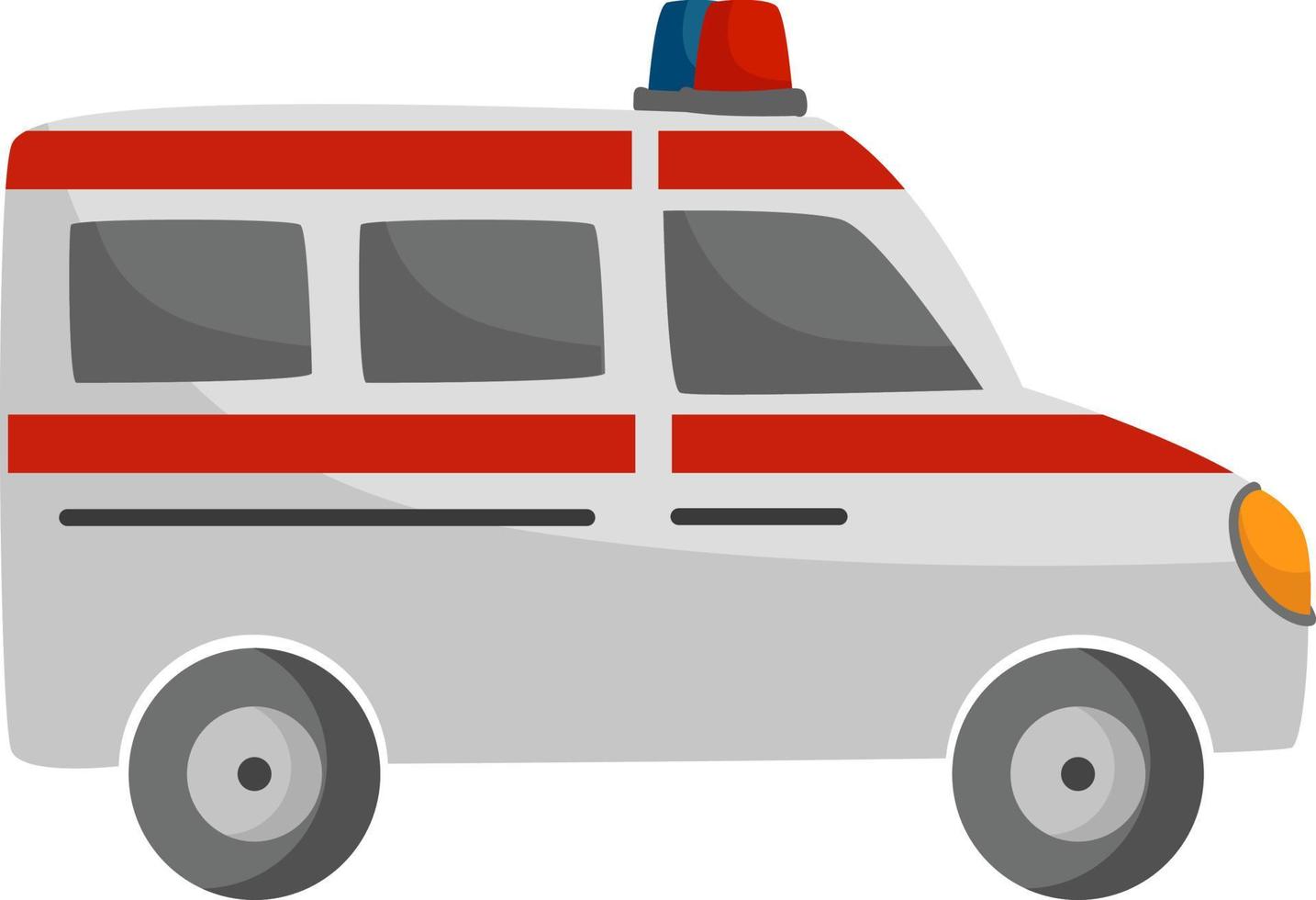 Coche de ambulancia, ilustración, vector sobre fondo blanco.