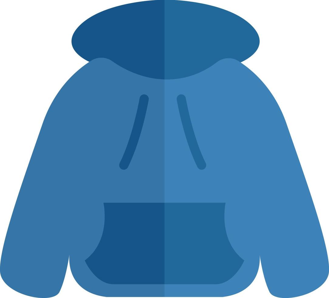 sudadera con capucha azul, ilustración de icono, vector sobre fondo blanco