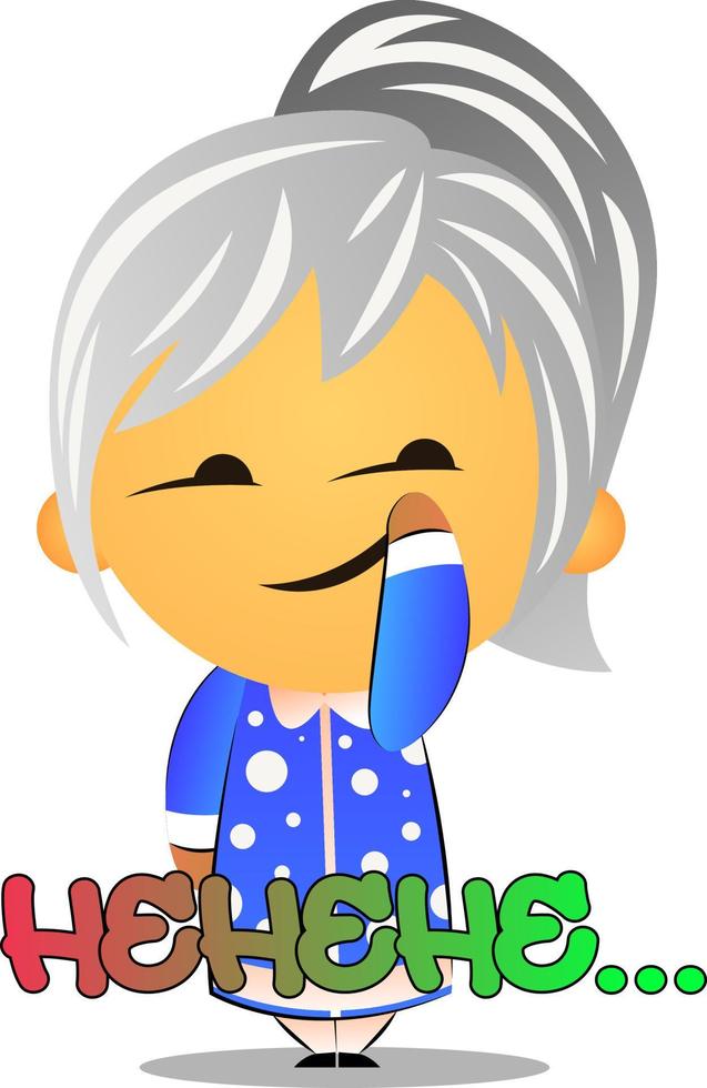 Grandma is smiling, illustration, vector on white background.