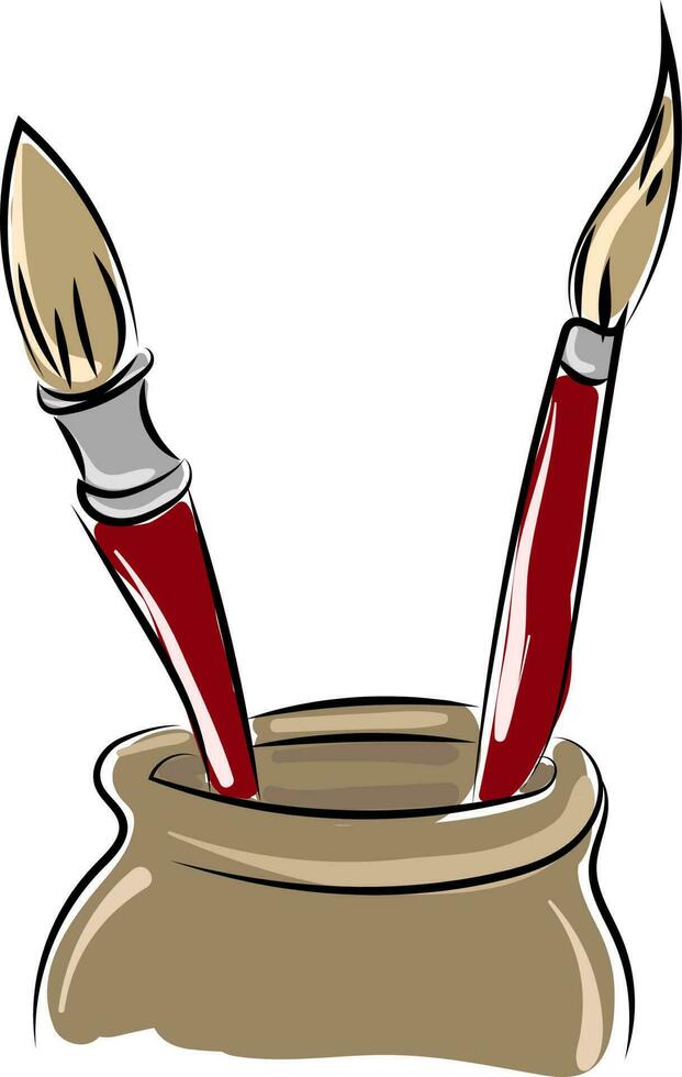 Paintbrushes, illustration, vector on white background.