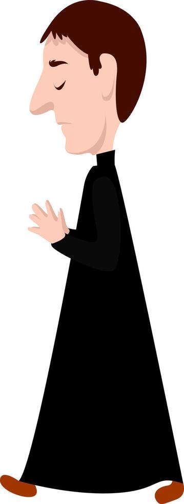 Priest in cassock, illustration, vector on white background