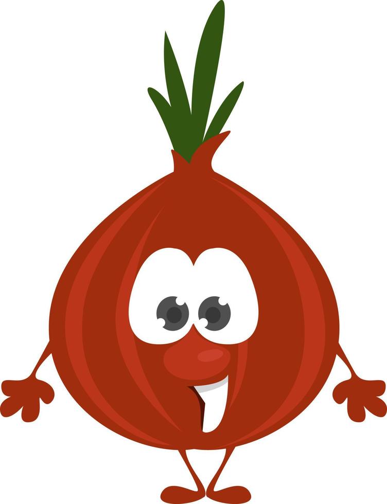 Happy red onion, illustration, vector on a white background.