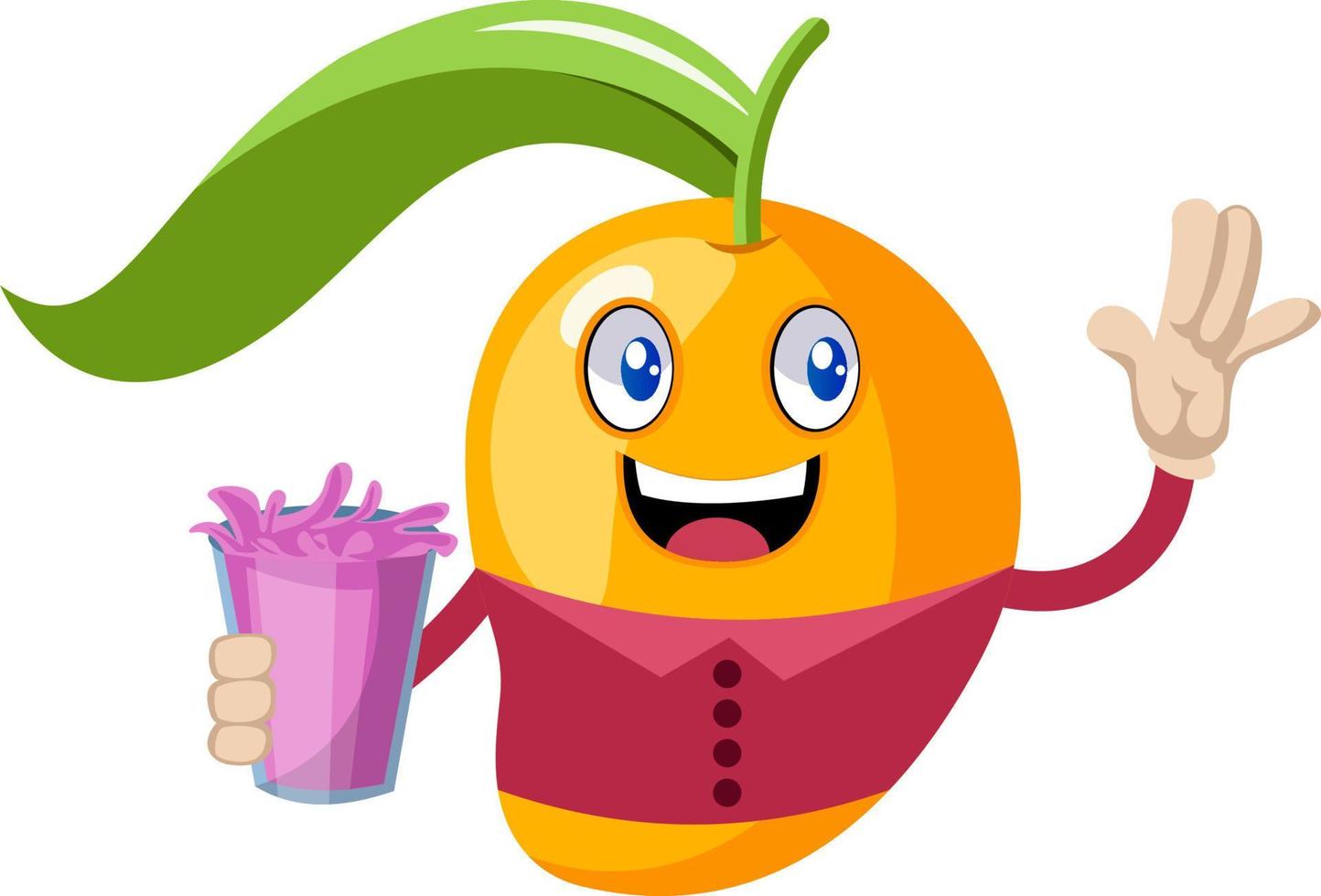 Mango holding pink juice, illustration, vector on white background.