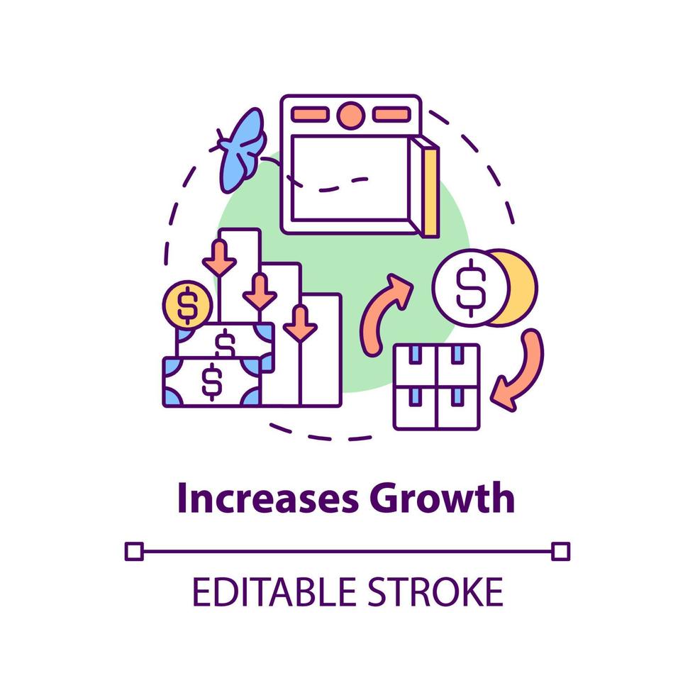 aumenta el icono del concepto de crecimiento. ahorros y depósitos. efecto de la inflación idea abstracta ilustración de línea delgada. dibujo de contorno aislado. trazo editable. vector