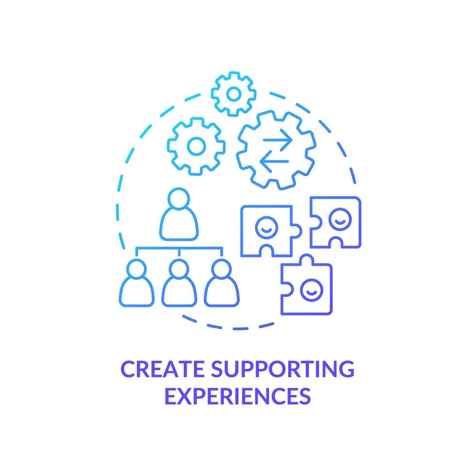 Create supporting experiences blue gradient concept icon. Customer service. Dealing with overcrowding abstract idea thin line illustration. Isolated outline drawing. vector