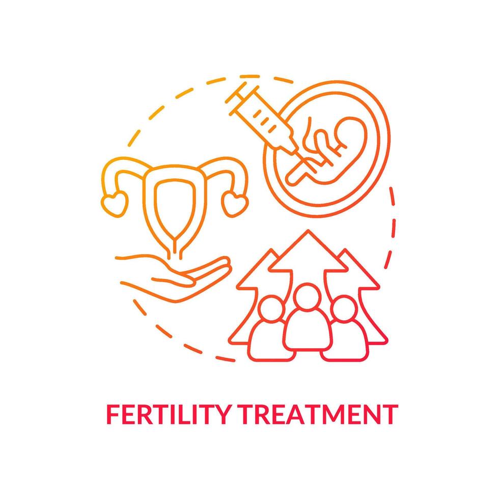 Fertility treatment red gradient concept icon. Conceiving technology. Cause of overpopulation abstract idea thin line illustration. Isolated outline drawing. vector