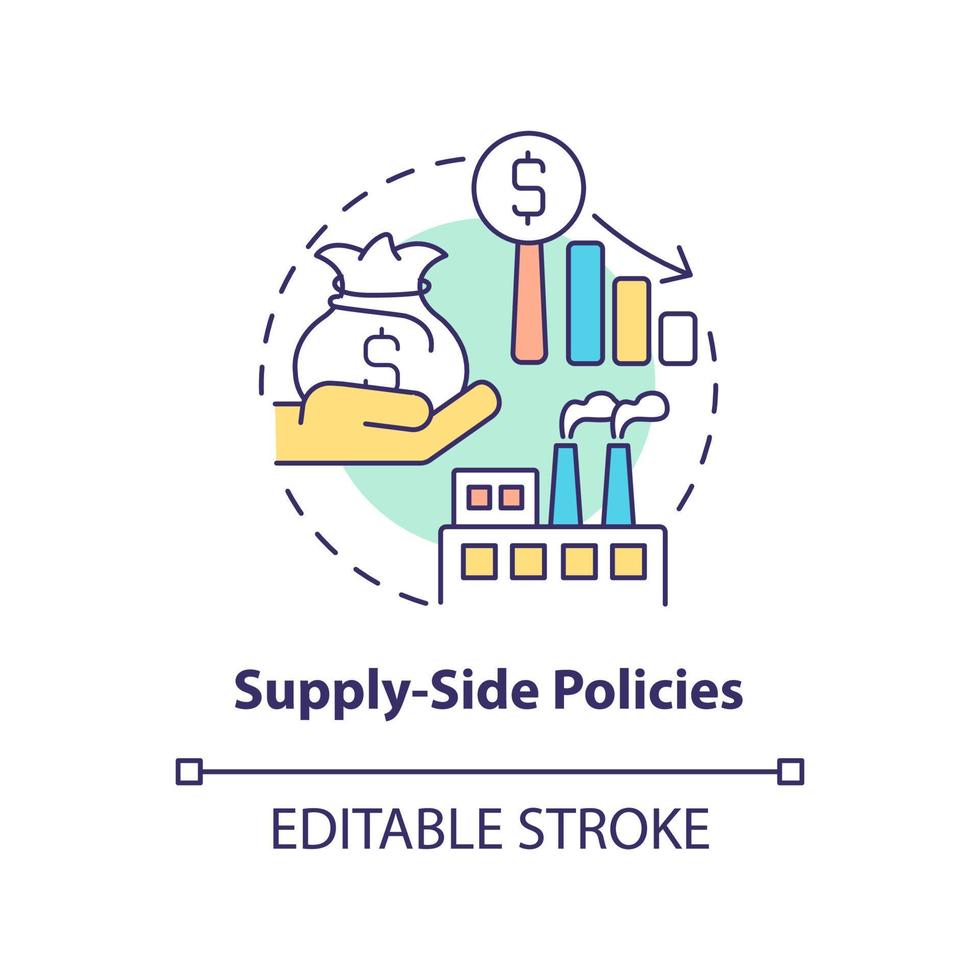 Supply side policies concept icon. Economy efficiency. Controlling inflation abstract idea thin line illustration. Isolated outline drawing. Editable stroke. vector