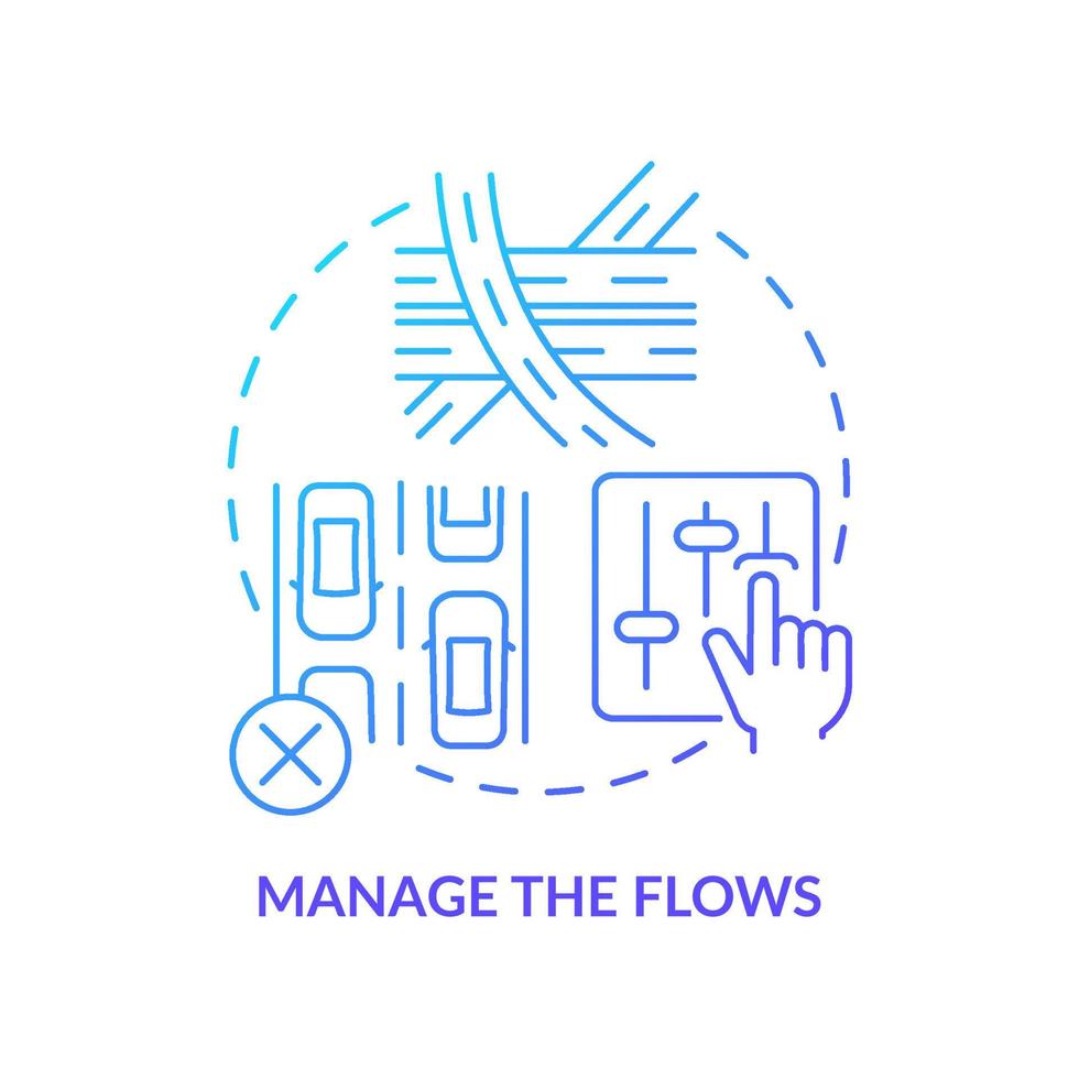 Manage flows blue gradient concept icon. Traffic regulation system. Coping with overcrowding abstract idea thin line illustration. Isolated outline drawing. vector