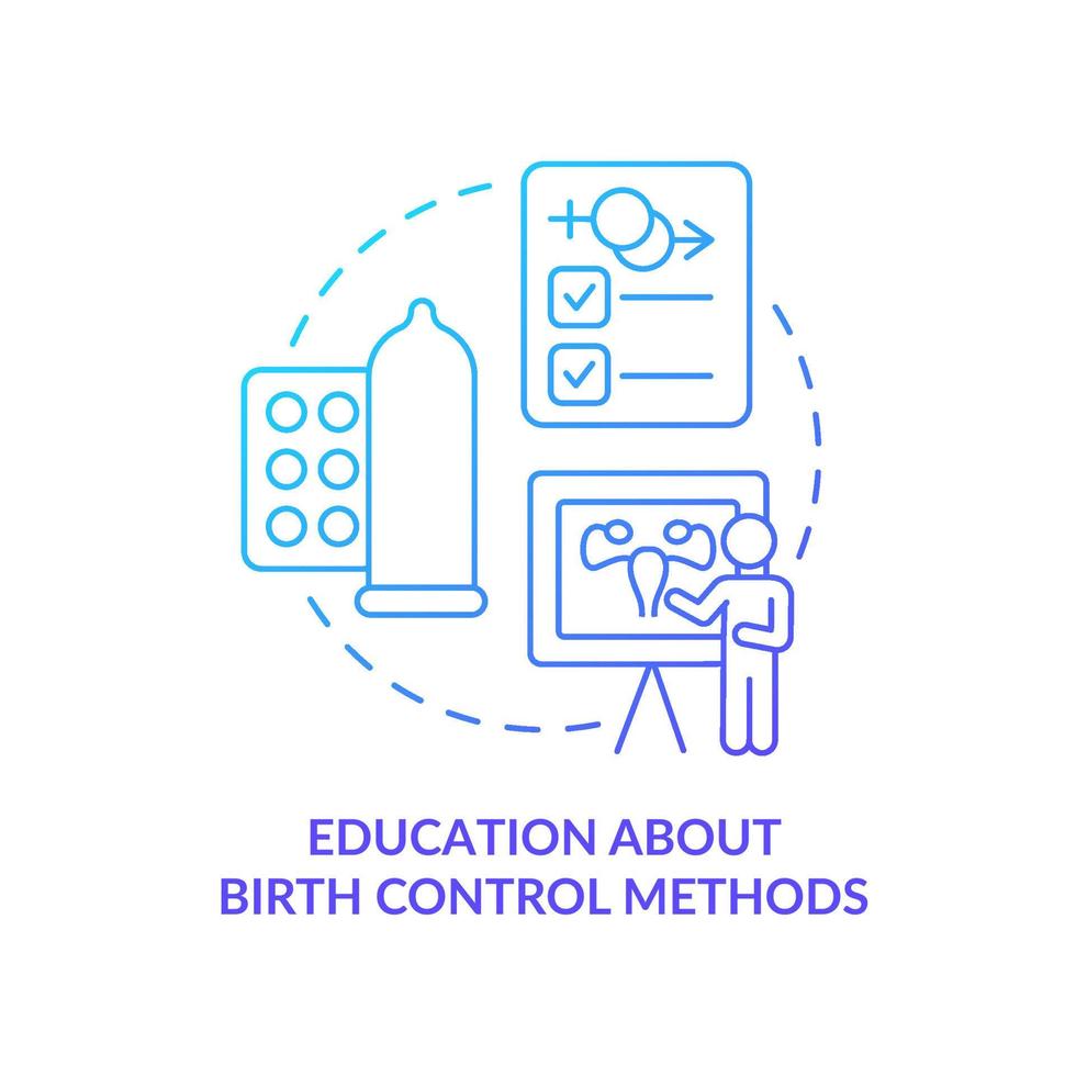 Education about birth control methods blue gradient concept icon. Solution to overpopulation abstract idea thin line illustration. Isolated outline drawing. vector