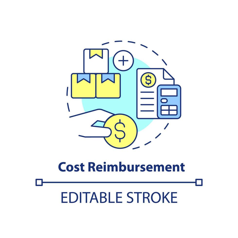 Cost reimbursement concept icon. Type of contract abstract idea thin line illustration. Profit percentage. Compensation. Isolated outline drawing. Editable stroke. vector