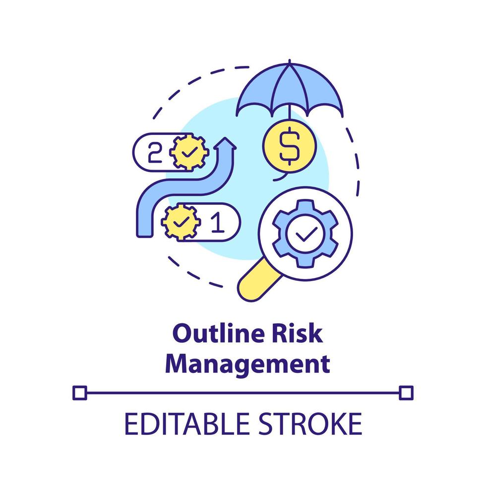 Outline risk management concept icon. Step of procurement process abstract idea thin line illustration. Action plan. Isolated outline drawing. Editable stroke. vector