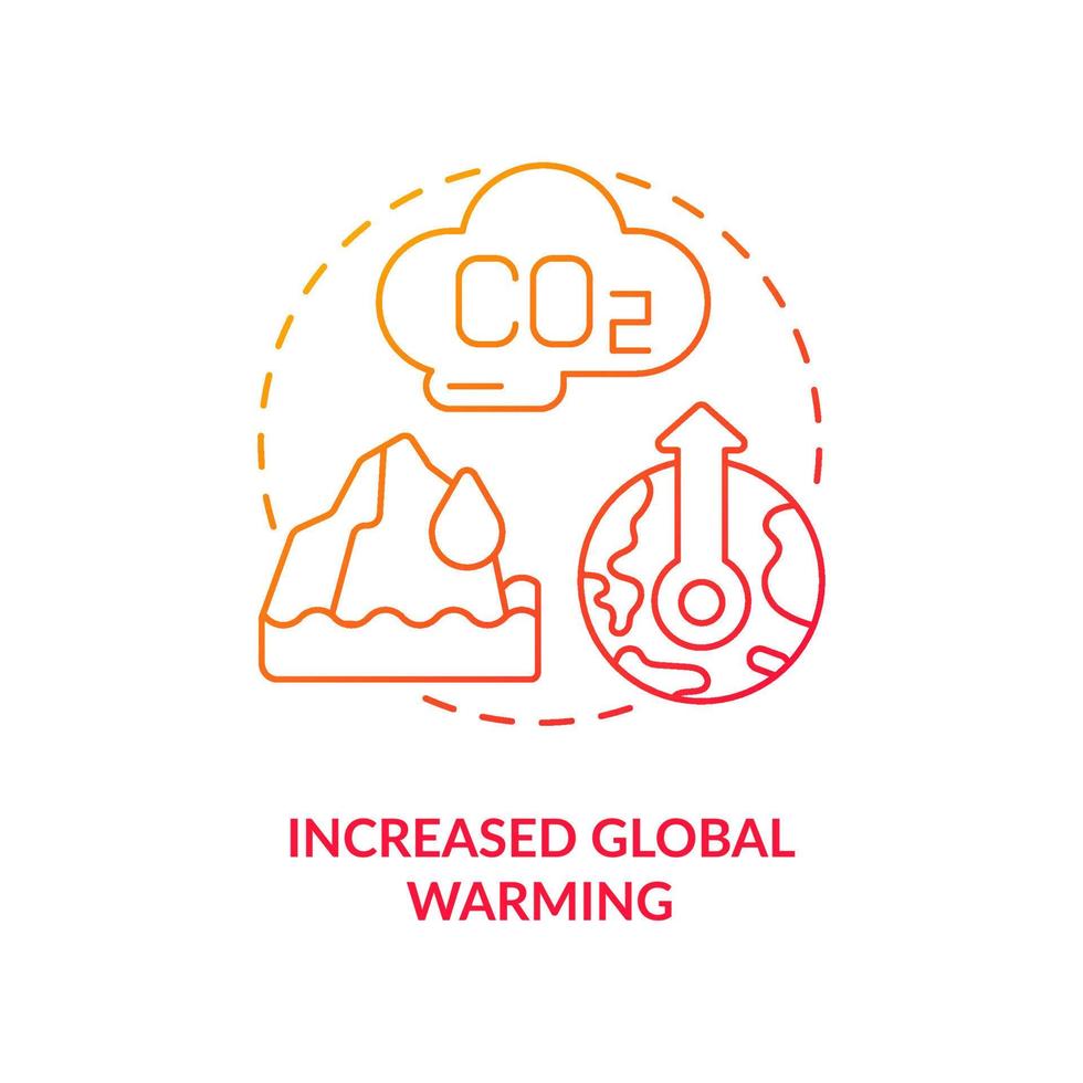 Increased global warming red gradient concept icon. Climate change. Negative effect of overpopulation abstract idea thin line illustration. Isolated outline drawing. vector