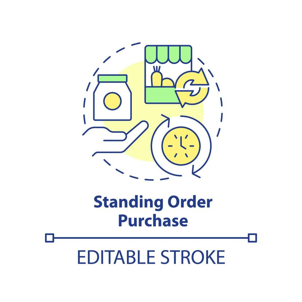 Standing order purchase concept icon. Food procurement method abstract idea thin line illustration. Recurring charges. Isolated outline drawing. Editable stroke. vector