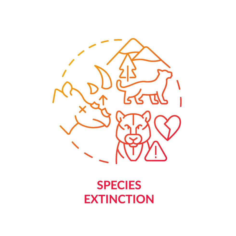 Species extinction red gradient concept icon. Wild animals loss. Consequence of overpopulation abstract idea thin line illustration. Isolated outline drawing. vector