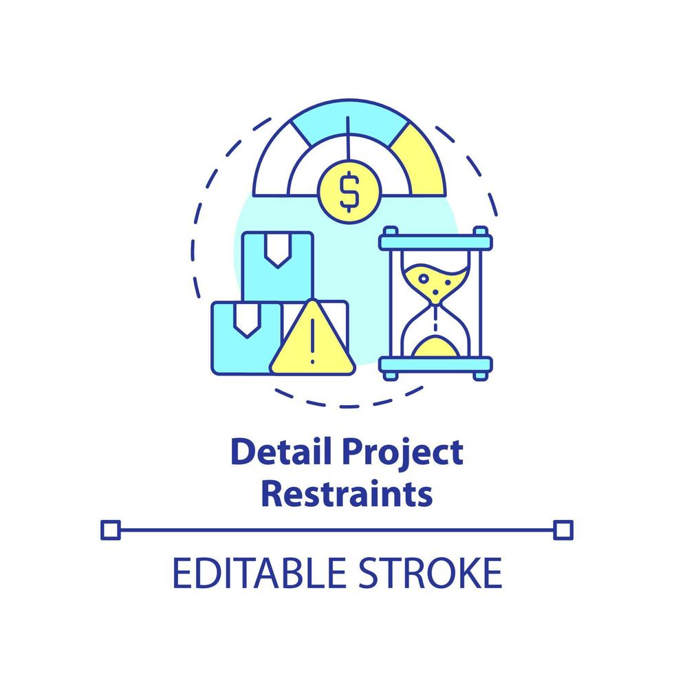 Detail project restraints concept icon. Step in purchasing process abstract idea thin line illustration. Costs and time. Isolated outline drawing. Editable stroke. vector
