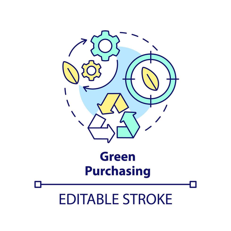 Green purchasing concept icon. Procurement strategy abstract idea thin line illustration. Environmentally preferable buy. Isolated outline drawing. Editable stroke. vector