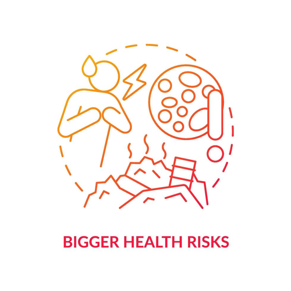 Bigger health risks red gradient concept icon. Sanitary problem. Overcrowding effect on health abstract idea thin line illustration. Isolated outline drawing. vector