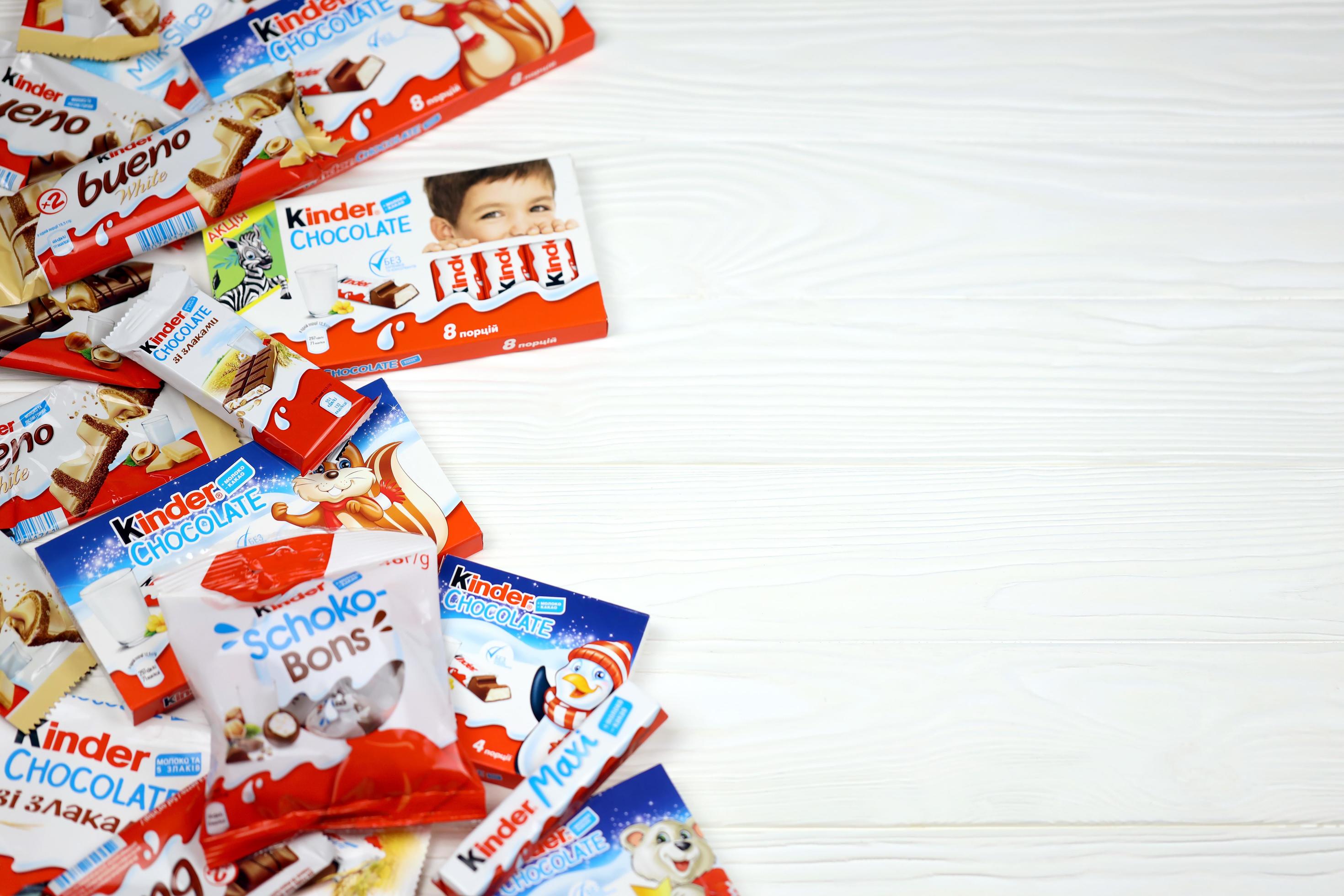 Kinder Ferrero Chocolates. Kinder is a brand of products made in