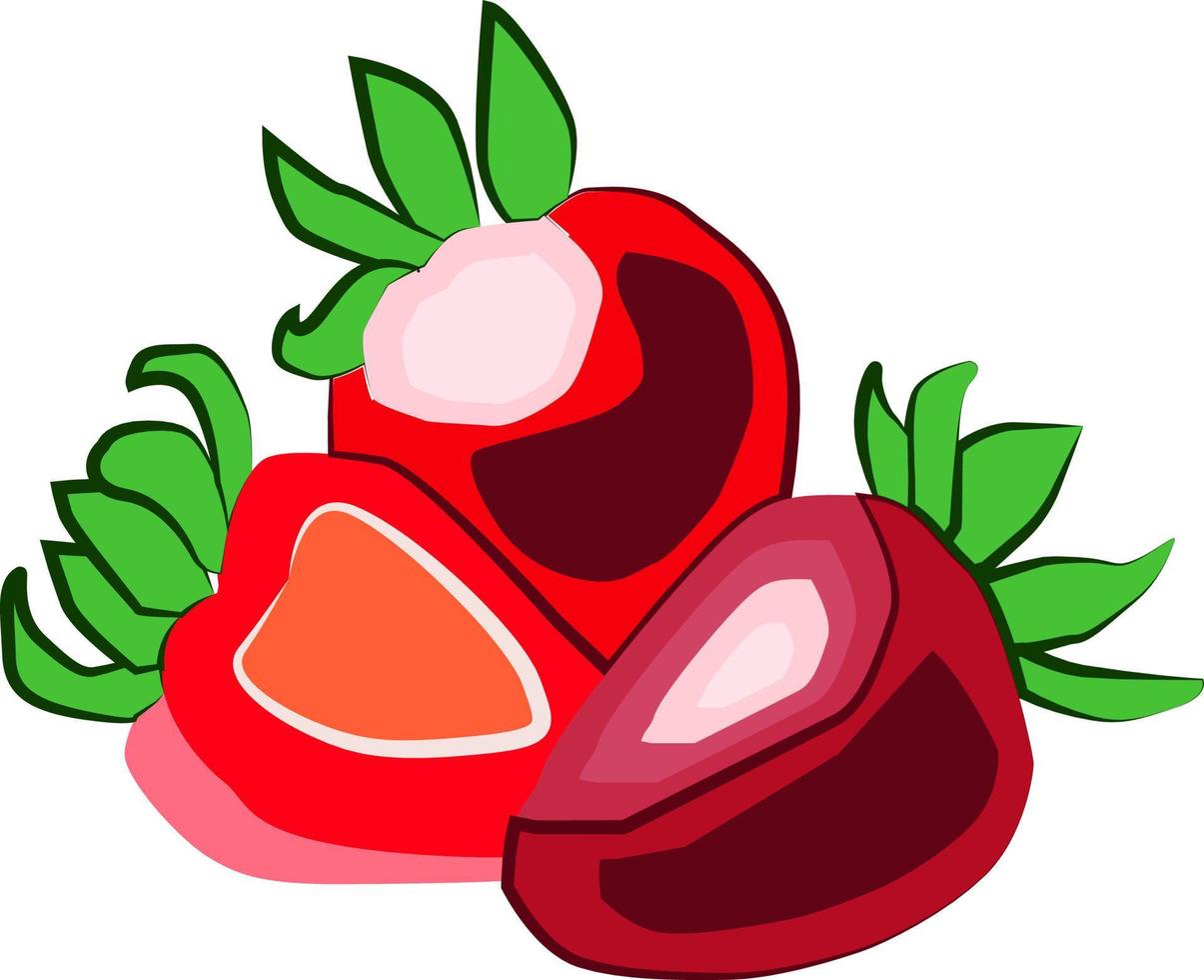 Strawberry, illustration, vector on white background.