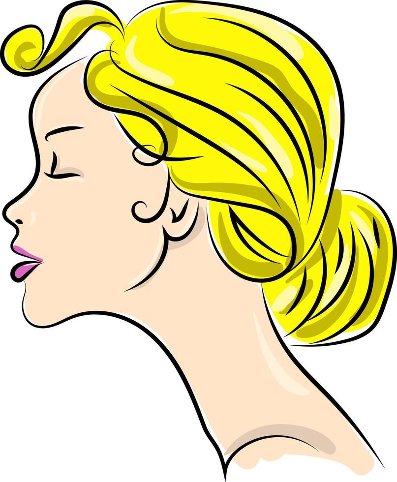 Girl with yellow hair, illustration, vector on white background.