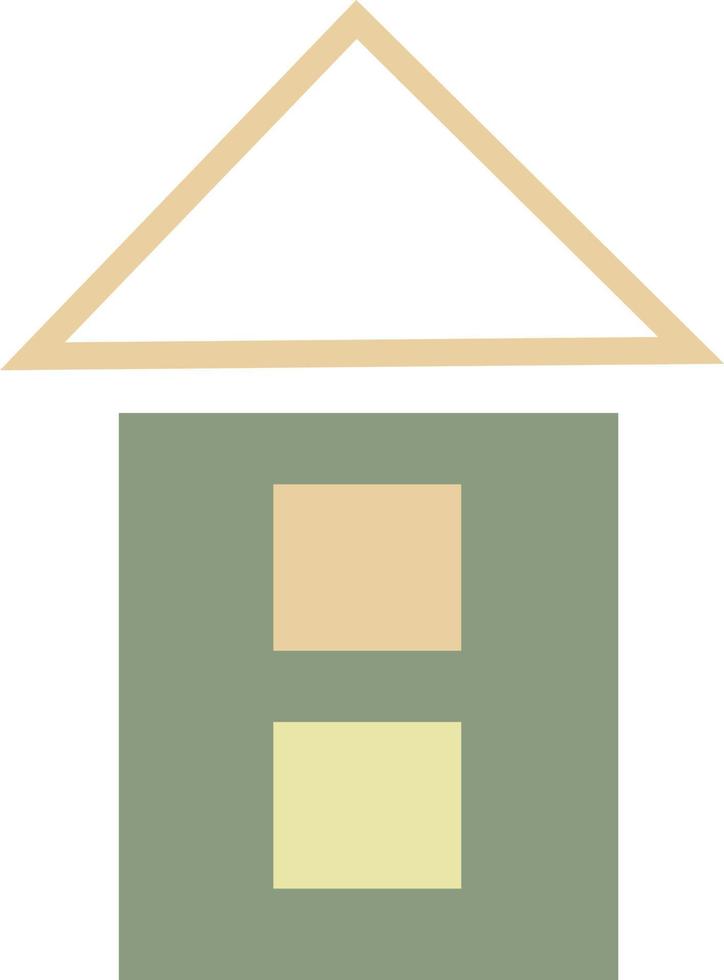 Green house with two windows, icon illustration, vector on white background