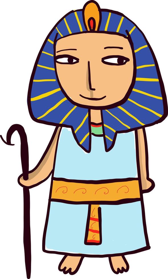 Egyptian pharaon , illustration, vector on white background