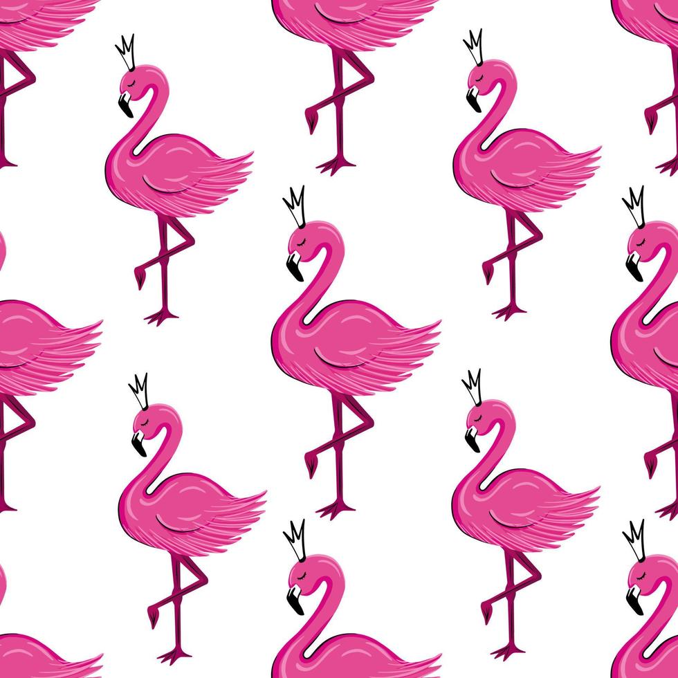 Flamingo seamless pattern. Illustration for printing, backgrounds, covers and packaging. Image can be used for greeting cards, posters, stickers and textile. Isolated on white background. vector