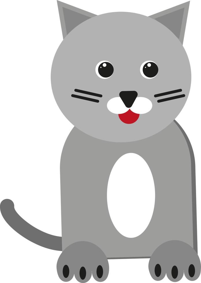 Grey small cat, illustration, vector on a white background.