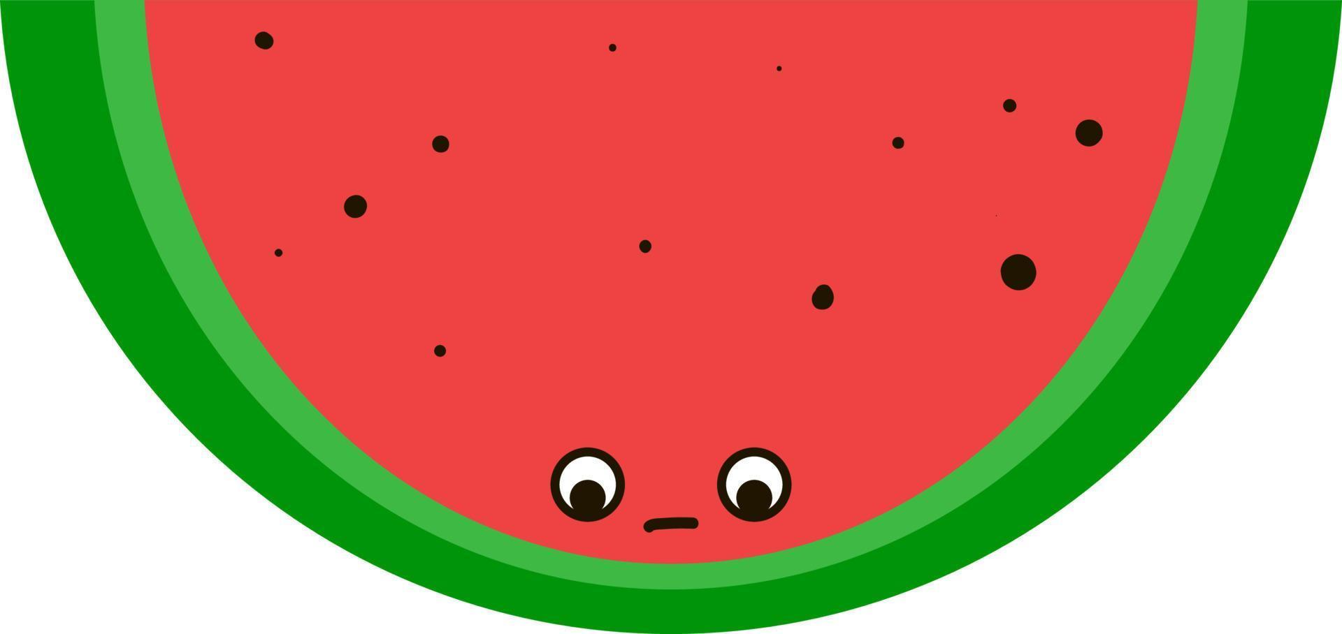 Sad sliced watermelon, illustration, vector on white background.