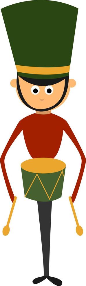 baterista de juguete, ilustración, vector sobre fondo blanco.