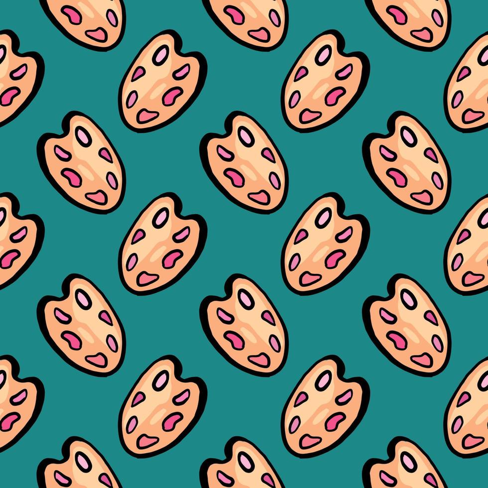 Palette od dyes ,seamless pattern on dark green  background. vector