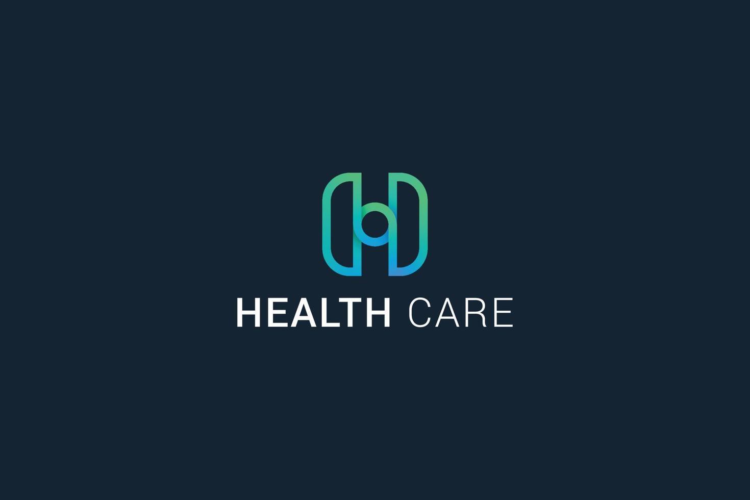 Letter H 3d blue gradient modern health care logo vector