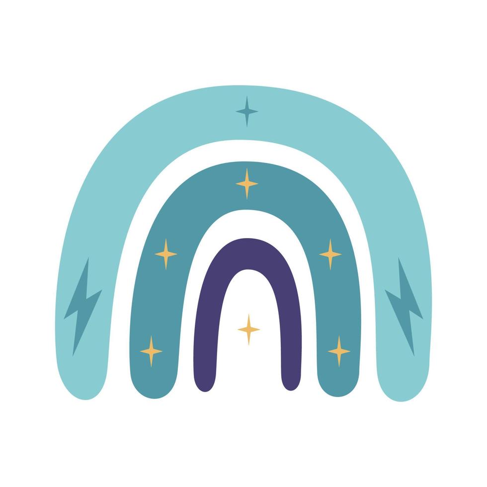 Flat vector hippy boho illustration. Hand drawn retro groovy rainbow
