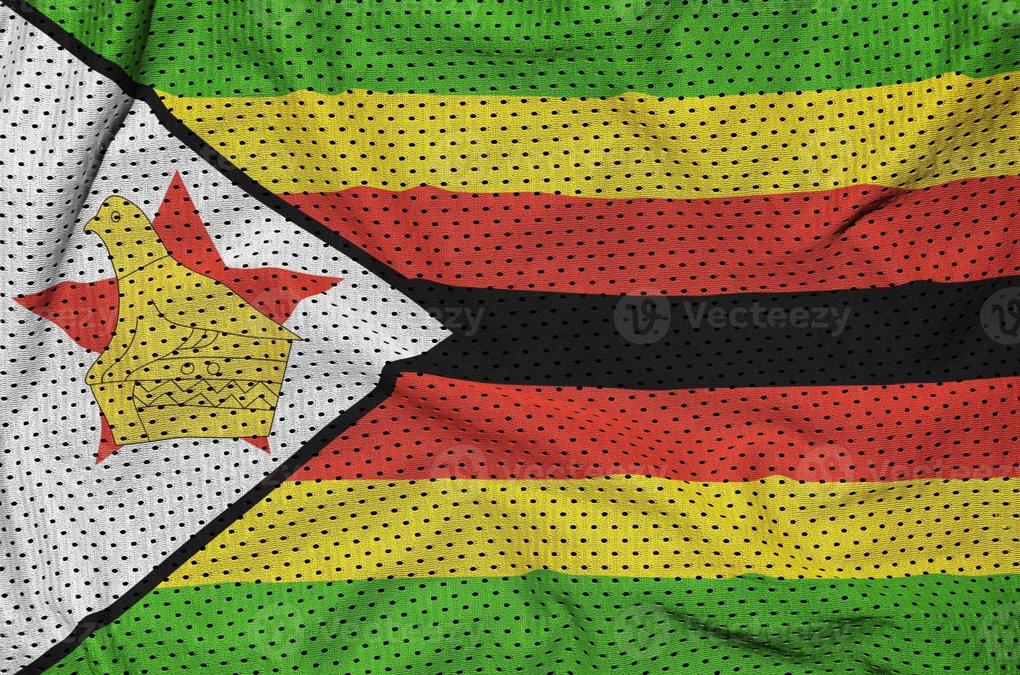 Zimbabwe flag printed on a polyester nylon sportswear mesh fabri photo