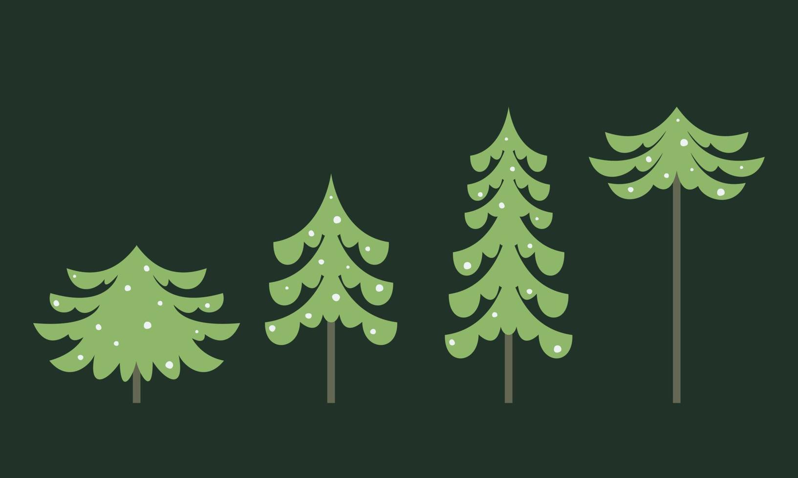 Set of spruces in flat style. vector