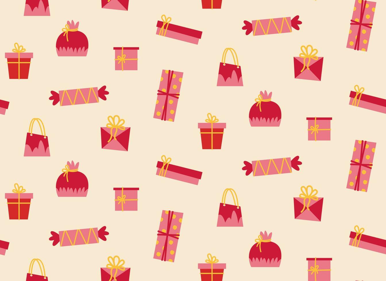Seamless pattern with red gifts. vector